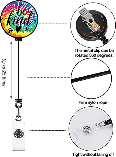 Rainbow Tie Dyed Retractable Badge Holder With Alligator Clip, Worker Badge Belt Ferrule Cute Id Card Holder Name Badge Reel For Women Work Nurse Doctor Teacher Student #TOP1