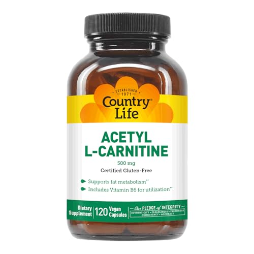 Country Life Acetyl L-Carnitine, 500 mg, with B-6 - 120 Vegan Capsules
