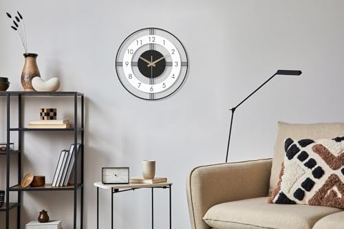 Image of Wall Clock Stylish Metal Analog Wall Clock for Living Room, Bedroom, Office, Kitchen, Home and Hall | Antique Fancy Big Size Modern Wall Watch (Black(ST-29), 60 CM)