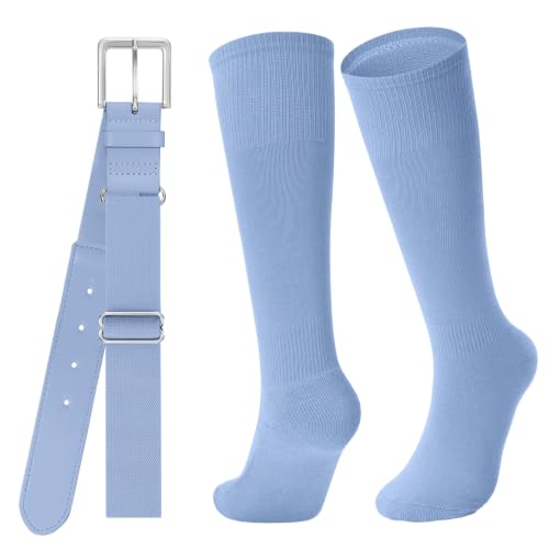 Image of Baseball Socks and Belt for Youth Adult Softball Socks Combo Elastic Waist Belt for Men Kids Boys Girls Women JASGOOD