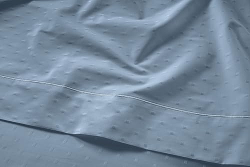 Image of LANE LINEN Split Top King Sheets 100% Egyptian Cotton Sateen - French Blue | King Size Bed Sheets Cotton - 4-Piece Set, For A Luxurious Night's Sleep, For A Silky Hotel-Style Bed, Luxe Sheen