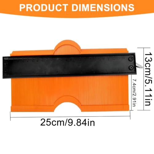 10 Inch Contour Gauge with Lock, Durable Multi-Purpose Measuring Tool, Precision Shape and Angle Duplicator for Woodworking, Flooring, and Tile Laying - Image 2