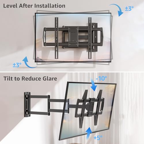 Image of MOUNTUP 37.9 inch Long Arm TV Wall Mount for Most 42-75 Inch TVs, Full Motion Corner Wall Mount TV Bracket with Extension & Tilt & Swivel & Level Articulating Arm, Max VESA 600x400mm, Holds up to 99 lbs