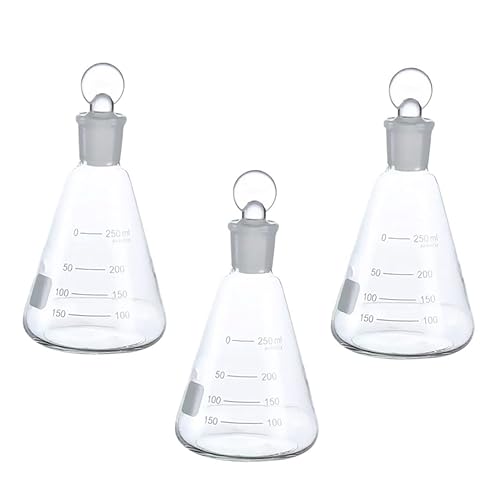 BUGUUYO 3 unids Erlenmeyer Frasco Graduado Erlenmeyer Vaso de vaso de precipitados Frasco de medición Frasco de ebullición Frasco de laboratorio