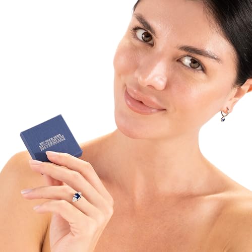 Silvershake 7x5mm Octagon Shape Birthstone Gemstone White Gold Plated or Yellow Gold Plated 925 Sterling Silver Engagement Ring Jewelry for Women3