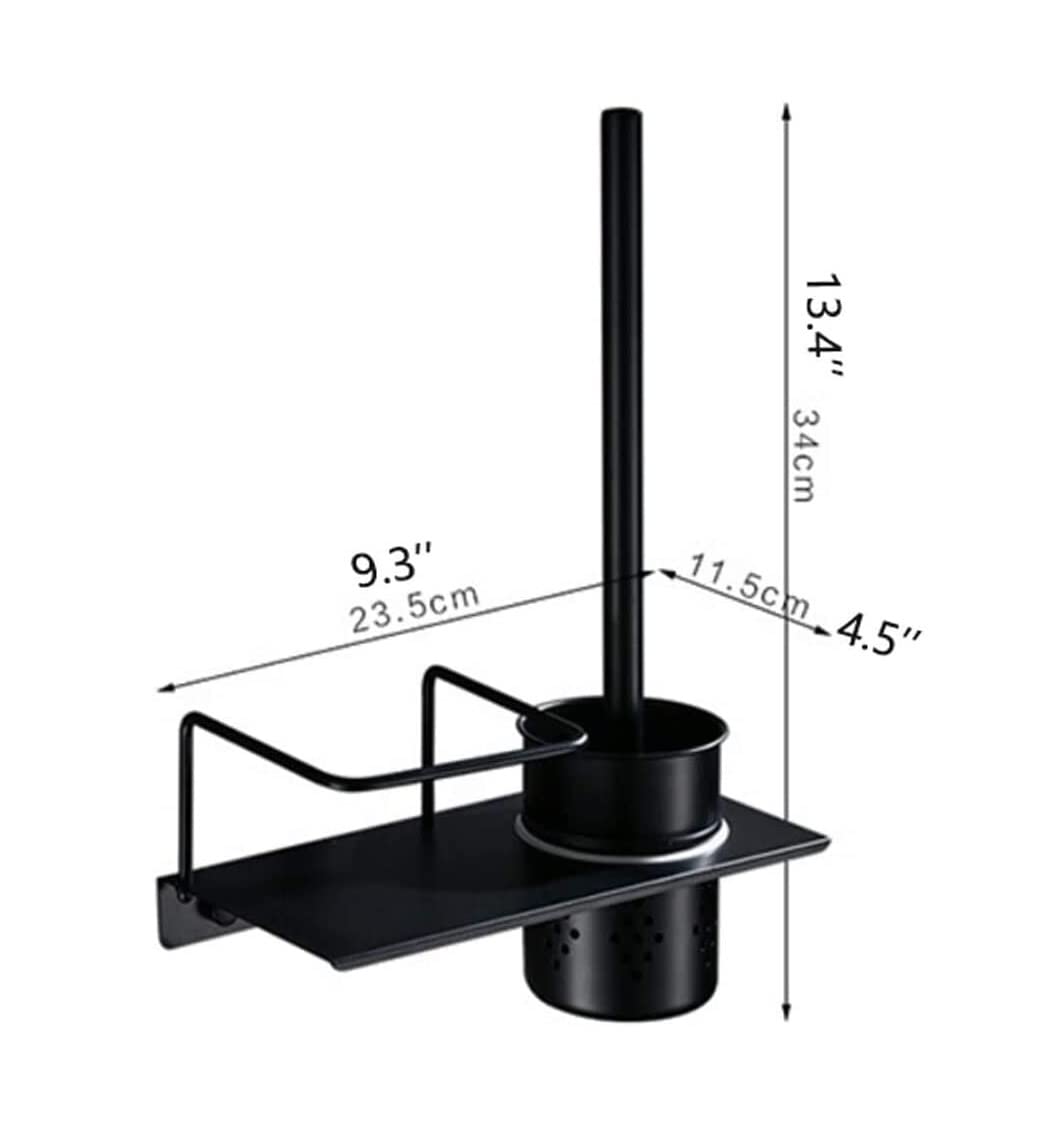 Cepillo Baño Escobillas De Baño para con Soporte Escobilla Montada En La Pared Acero Inoxidable Negro Estante Almacenamiento para Limpieza Profunda Escobillas Portaescobillas(Punching)