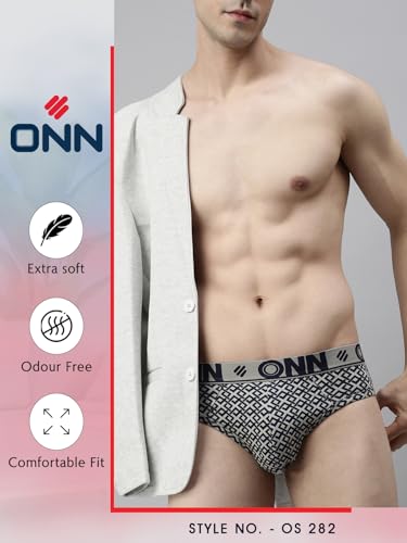 Image of ONN Men's Super Combed Cotton Printed Briefs with Ultra Soft Waistband, Moisture-Wicking, Stylish Patterns, Lightweight, Breathable, All-Day Comfort | Prints May Vary | Style OS282 |