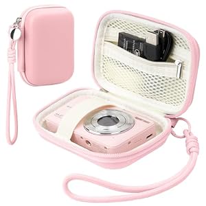 Veki Digital Camera Case for Kodak PIXPRO FZ55 / FZ45, Compact Camera Pouch for Canon IXUS 285 HS/PowerShot, Small Camera Bag for Panasonic LUMIX TZ99, Storage Holder for Camera Accessories(Pink, M)