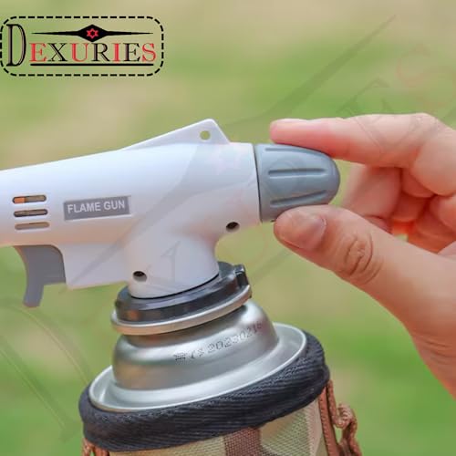 Image of DEXURIES Heavy Duty Automatic Butane Can Flame Gun Torch | Multipurpose Camping Gas Torch | Auto Ignition for Welding or Professional Work (Pack of 1) (Grey)