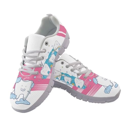JUDENTIDOS Funny Tooth Dental Sneakers Mesh Workout Casual Running Shoes Breathable Tennis Shoes Non Slip Walking Sneakers for Women Fashion Footwear Trainers