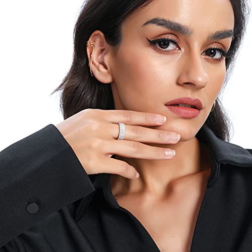 MDFUN Eternity Band for Women 18K White Gold Plated Cubic Zirconia Ring Stackable Engagement Wedding Ring Size 5-102