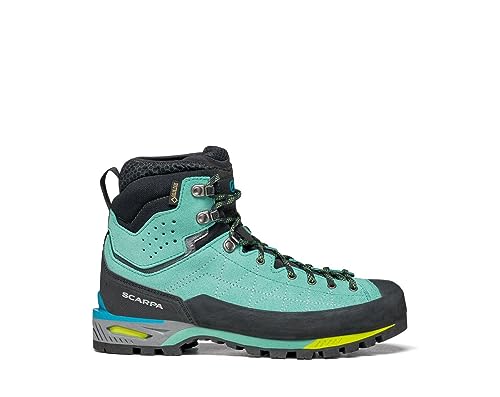 SCARPA Women's Zodiac Tech GTX Waterproof Gore-Tex Boots for Hiking and Mountaineering - Green Blue - 8.5-9
