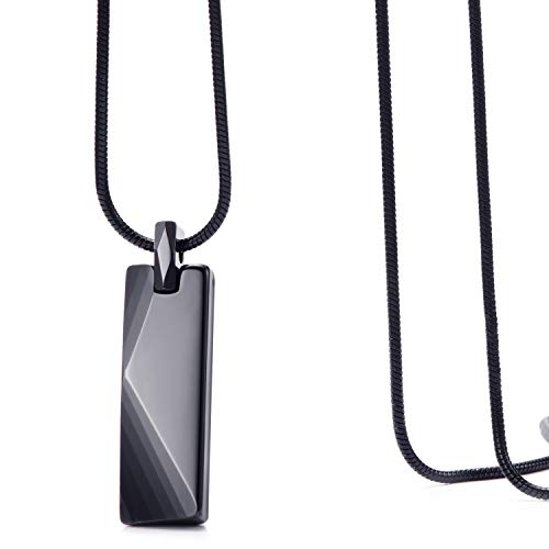 MOO&LEE Men's Tungsten Bar Pendant Necklace with 22 Inches Stainless Steel Snake Chain3