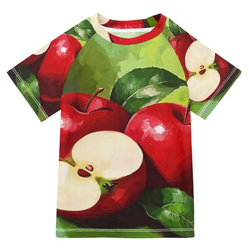 Jucciaco Boys Swing Shirts Apple Green Oil Paint Rashguard Short Sleeve Kids T-Shirts Sun UPF 50+
