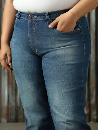 Image of High Star Women Washed Cotton Mom Fit High- Rise Jeans 49