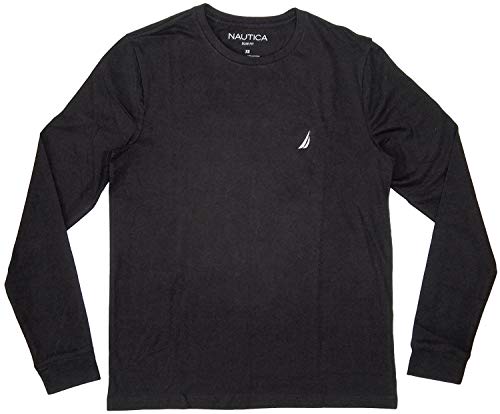 Nautica Men's Slim Fit Long Sleeve Crew Neck T-Shirt (L, Black)