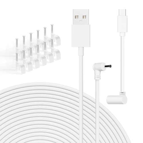SZBAMI 1Pack Power Adapter Charger Cord for Ring Stick Up Cam Battery, Ring Pan-Tilt Stick Up Camera, 34ft Weatherproof Indoor/Outdoor Power Cable - White