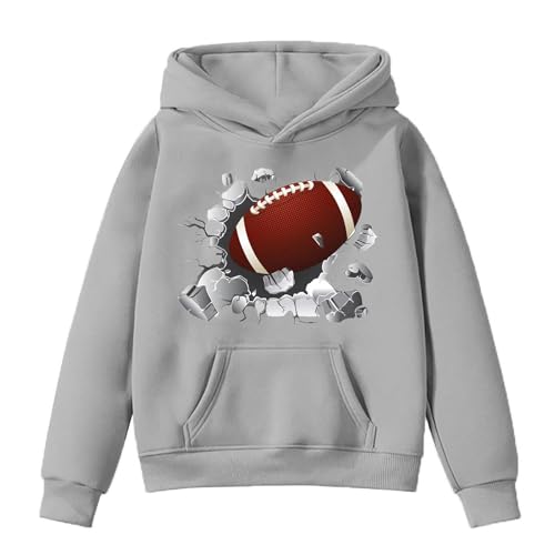 Genérico 2026 Sudadera con Capucha para niños pequeños Super Bowls para fanáticos del fútbol Sudadera para Adolescentes Jugador Deportivo Retro para niños y niñas de Rugby (Grey 9-10 Years)