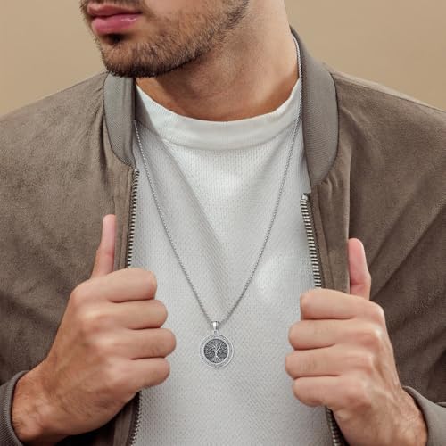 Image of Tree of Life Necklace 925 Sterling Silver Celtic Leafless Family Tree Pendant Necklaces Jewelry for Men Women, w /Stainless Steel Chain 22''+2''