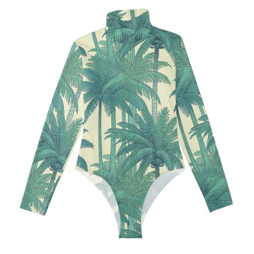 Body moldeador para mujer de manga larga y cuello alto falso GuoChe verde