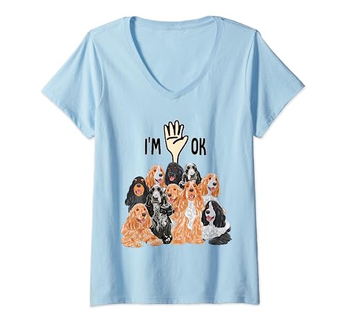Donna Pieno di Cocker Spaniel inglesi Maglietta con Collo a V