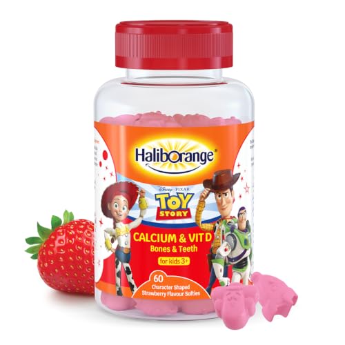 Haliborange Disney Pixar Toy Story Calcium et Vitamin D Softies for Kids 3+, 60 Strawberry Gummies – Supports Bone et Teeth Health – Character-Shaped Chewable