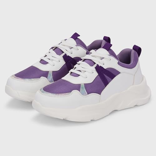 Image of Centrino Women Chunky Sneaker | Cushioned Insole for Comfort | Stylish Lace-Up Design | Perfect for Casual Shoe for Girls (A6845)