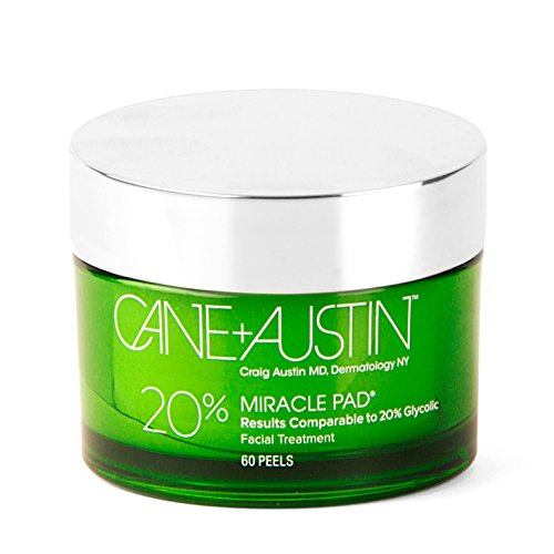 CANE + AUSTIN Miracle Pad, 20% Glycolic Acid Exfoliating Face Peel, Daily Resurfacing Treatment, 60 pads