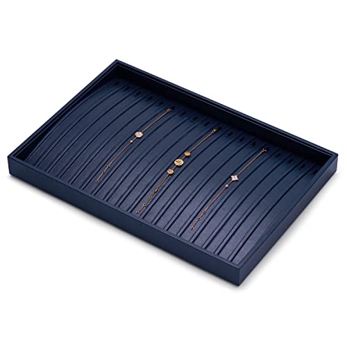 Oirlv PU Leather Jewellery Tray Stackable Jewellery Tray Jewellery Organiser Tray Jewellery Display Tray for Necklace Long Chain Pendant Display and Organiser