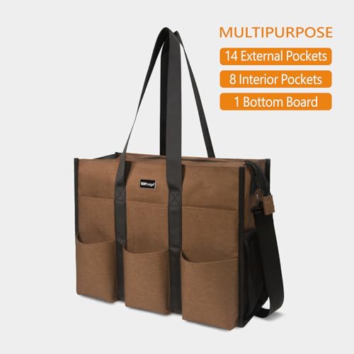 Image of TOPDesign Utility Water Resistant Tote Bag with 22 Pockets, Zipper Closure