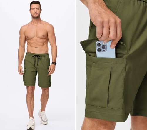 Image of Vogaan Men's Cotton Blend Multi Color Cargo Shorts | Regular Fit | 5 Pocket Casual Utility Shorts