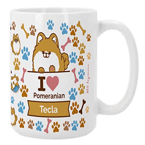 Bee Ingenious Taza Perros personalizada con nombre. Taza
