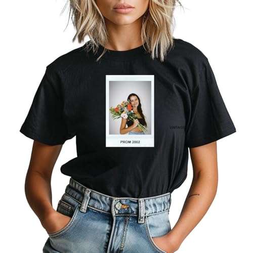 Custom Polaroid Photo T-Shirt – Personalize with Your Image, Polaroid Effect – Unique, Customizable Gift for All Occasions and Birthdays Black