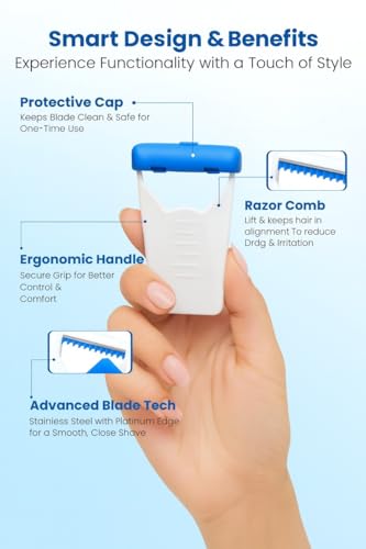 Image of Disposable Surgical Manual Skin Razor Blade for Men & Women | Stainless Steel Disposable Body & Face Razor | Sharp Blade for Hair Removal | Travel-Friendly Manual Grooming Razor | Pack of 100