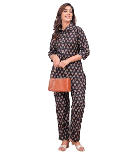 Image of Nevisha Style Printed Cotton Co-ord Set For Women's | Kurta With Pant Set For Women's | Cotton Co-ord Set For Women's