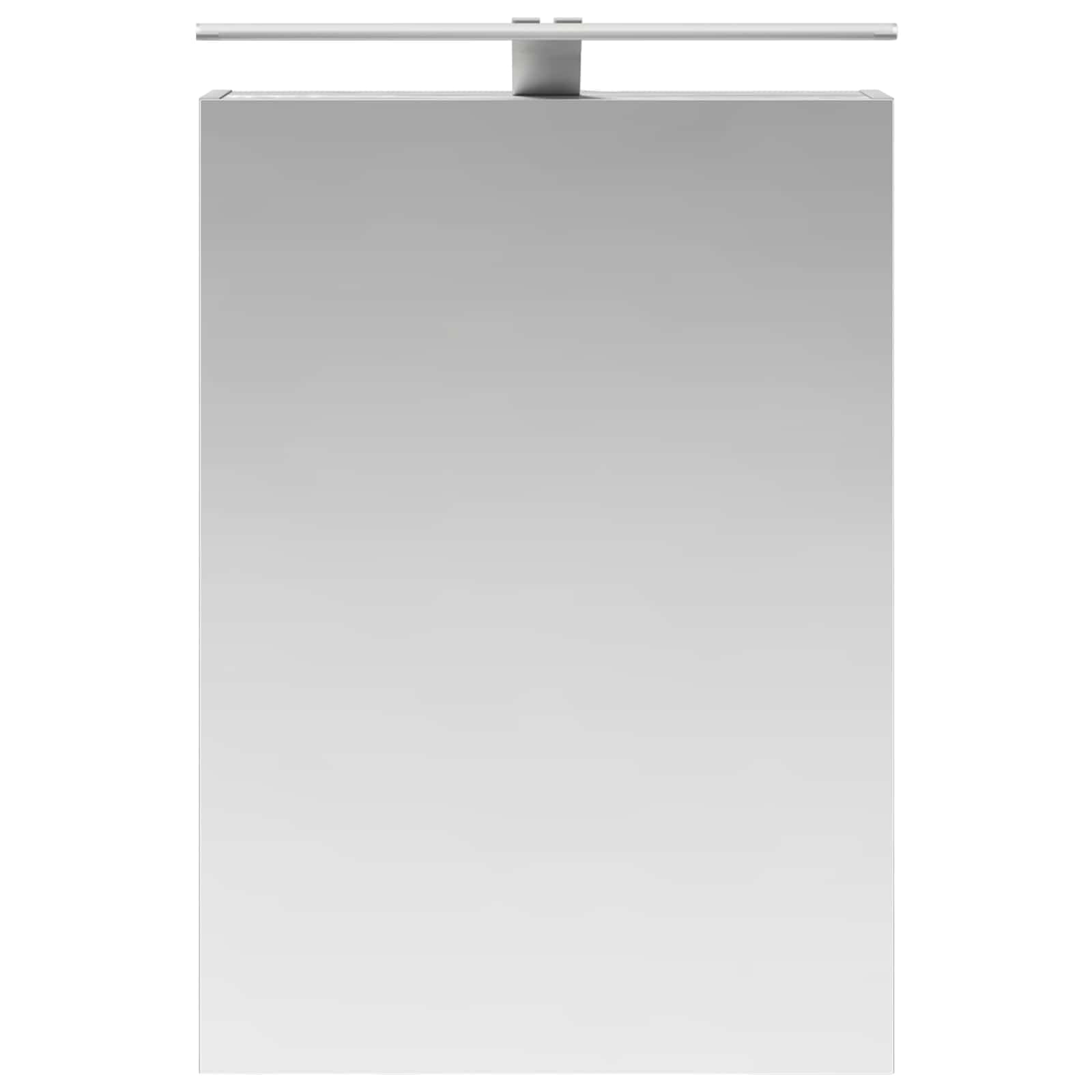 Szafka łazienkowa z lustrem Sonoma szara z materiału drewnopochodnego 50 x 14,5 x 70 cm z paskami LED, dwukierunkowe lustro, montaż na ścianie, 2 półki, drzwi, miejsce do przechowywania szafki