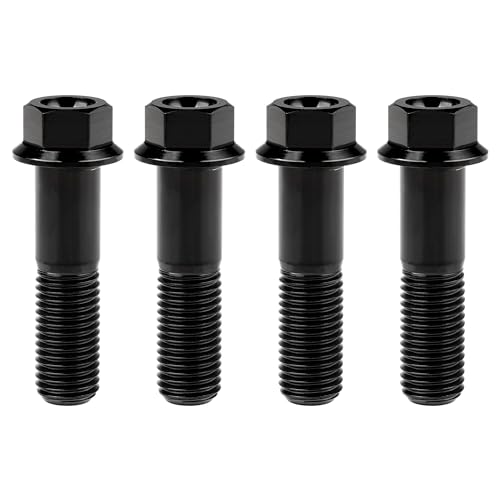 Image of Titanium Bolt M12 30 35 40 45 50 55 60 65 70 75 80 85 90mm Hex Small Flange Head for Motorcycle Car Modification Pack of 4 (M12x45mm Pitch 1.5, Black)