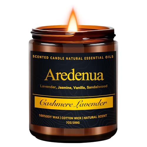Cashmere Lavender Candle, Soy Candles for Home Scented, Aromatherapy Candle Gifts - Scented Candles for Home, 50 Hours of Burn Time - 7oz Jar, Perfect