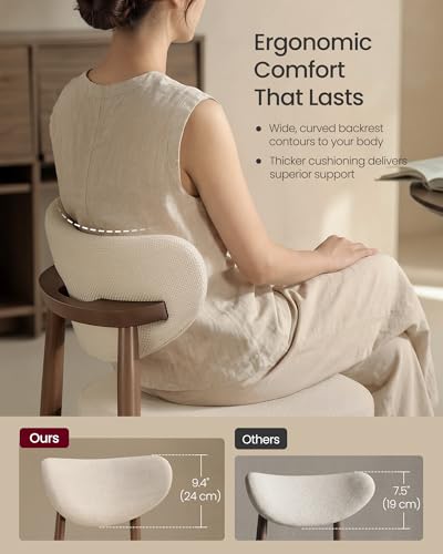 Image of VASAGLE Wooden Bar Stools Set of 2, Linen-Look Fabric, Cappuccino Beige | Barstools with Solid Wood Legs, Ergonomic Backrest, Mid Century Modern, for Kitchen Island, Linen-Look Fabric