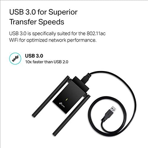 TP-Link USB WiFi Adapter, AC1300Mbps Dual Band 5dBi High Gain Antenna 2.4GHz/ 5GHz Wireless Network Adapter for Desktop PC (Archer T4U Plus)- Supports Windows 11/10/8.1/8/7, Mac OS 10.9 - 10.14