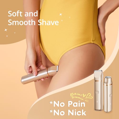 Image of VG VOGCREST Bikini Trimmer for Women: 2-in-1 Rechargeable Painless Body Shaver - Portable Travel-Friendly Pubic Grooming Kit for Underarm Leg Arm