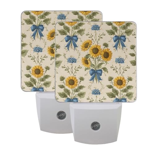 Lámpara nocturna led con sensor de luz girasol y moño