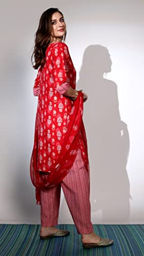 Image of GRECIILOOKS Women Kurta Set with Dupatta for Women | Kurti Set for Women | Festive Kurta Set for Women | Regular Fit Kurta