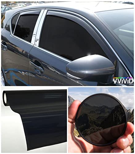 Image of VViViD Transparent Colorful Vinyl Window Tinting Sheets (1.49ft x 5ft, Dark Black Tint)