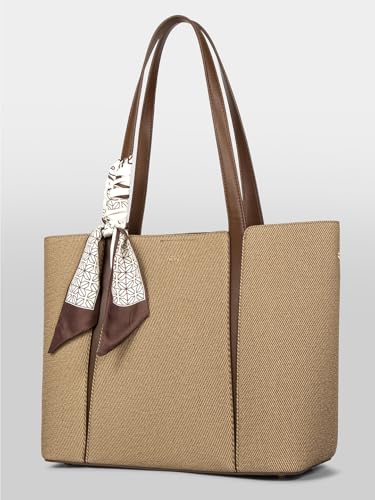 Image of ITTI Capri Tote for Women | Lightweight Three-Compartment Tote Bag with Elegant Scarf Design | Large Capacity Work & Daily Use Bag