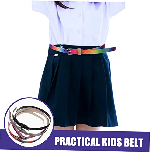 4pcs Boy Girl Fashion Belts Pu Leather Straps for Girls Rainbow Glitter Colors for Jeans Dresses and School Uniforms3