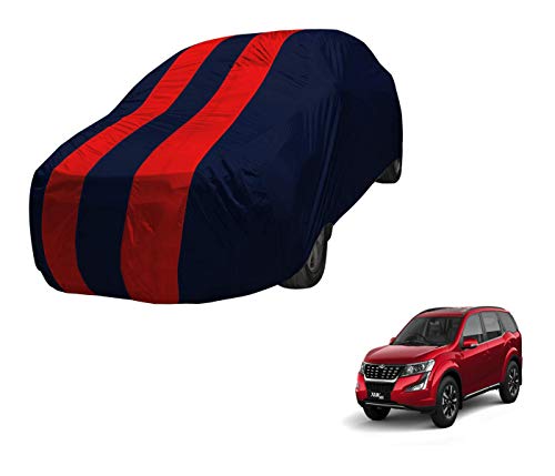 Image of Auto Hub Car Cover Compatible with XUV 500 with Mirror Pocket,Triple Stitched, Weather Proof, XUV 500 Car Cover- Navy-Red