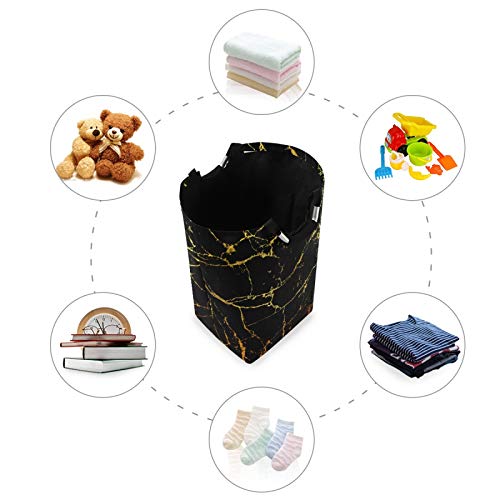 Alaza G47776369P389C424S802 Large Laundry Hamper Basket Black Marble With Gold Geometric Laundry Bag Collapsible Oxford Cloth Stylish Home Storage Bin thumb #5