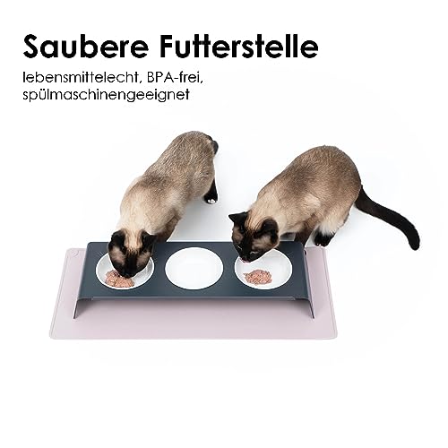 Tapis de gamelle pour chat LucyBalu en silicone anthracite XL antidérapant