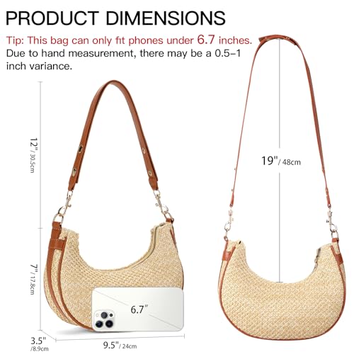 Women's Small Straw Woven Shoulder Bag Hobo Beach Purse for Summer Lightweight Handbag with Adjustable Strap4
